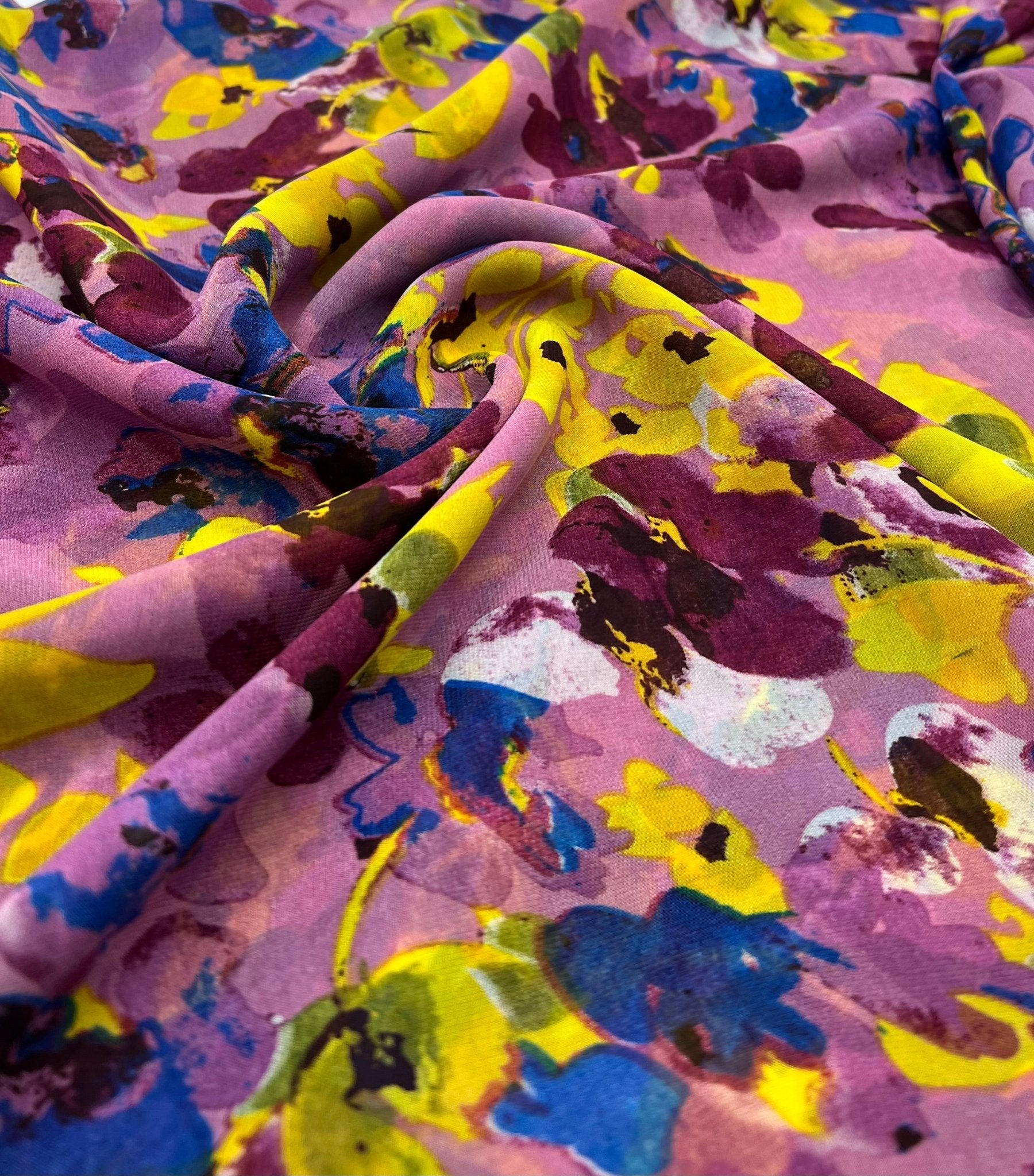 Pink Floral Printed Chiffon Dress Fabric - T9 Fabrics